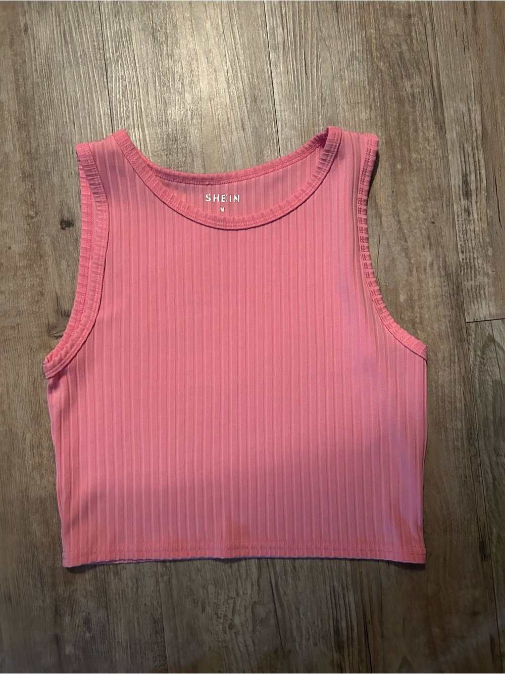 SHEIN Pink Ribbed Sleeveless Crop Top